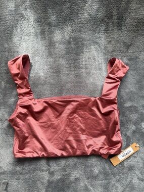 Skims Stretch Satin Square Neck Bralette Bra Women's XS Berry BR-BRA-1092 G61